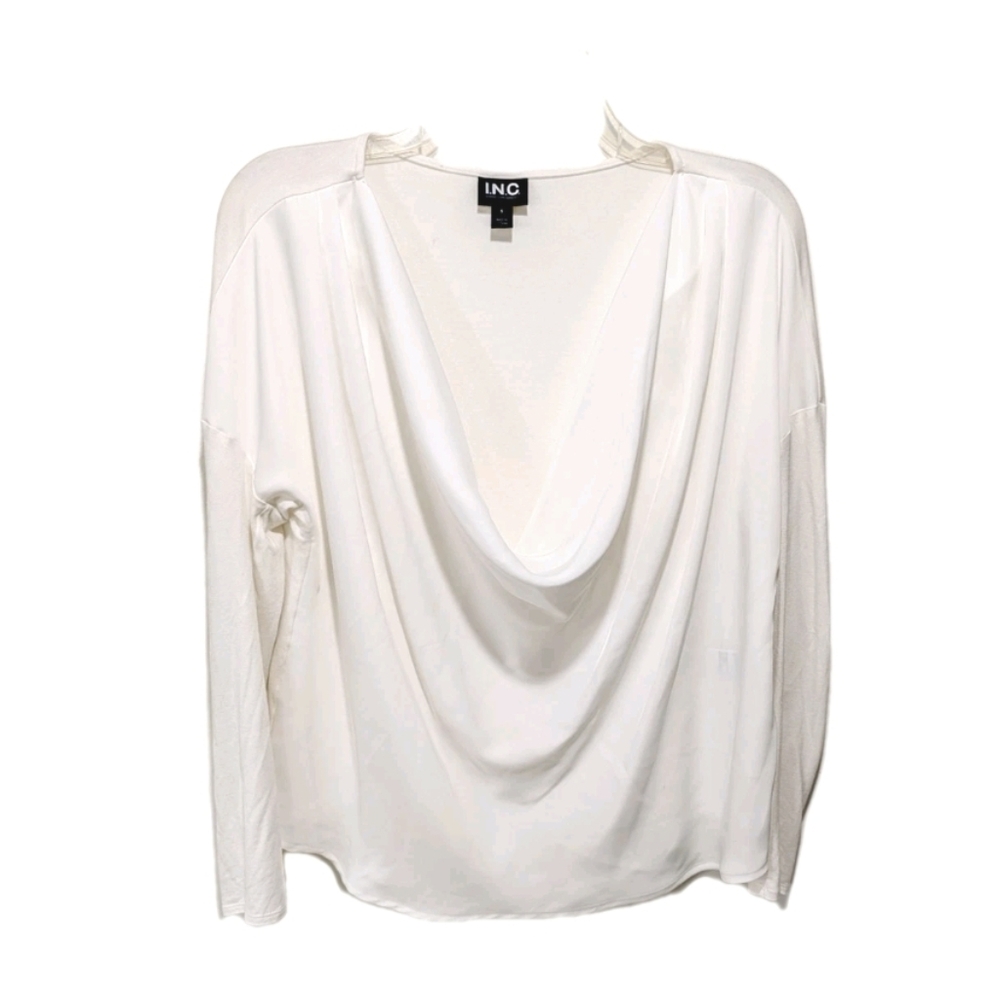 NWT INC International Concepts Glam Knits Cowl Neck Blouse Top S City Elegant #9